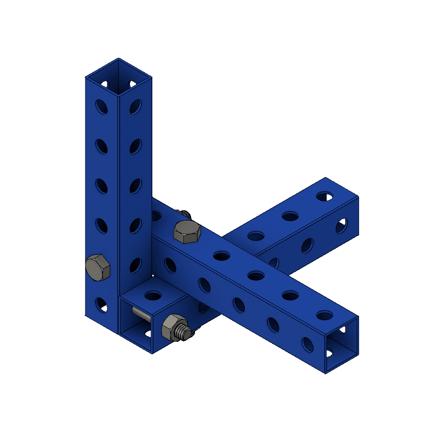 Blue Steel Tube with holes every one inch on each side.