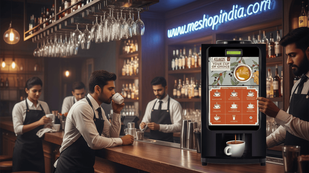 A professional beverage station ready for clients in an office waiting area.