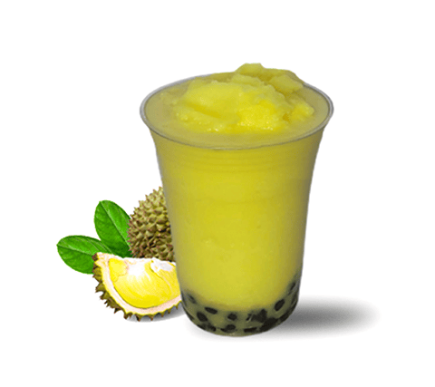 Durian Boba Tea served blended or over ice with optional boba toppings
