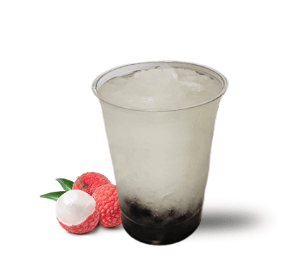 Lychee Boba Tea served blended or over ice with optional boba toppings
