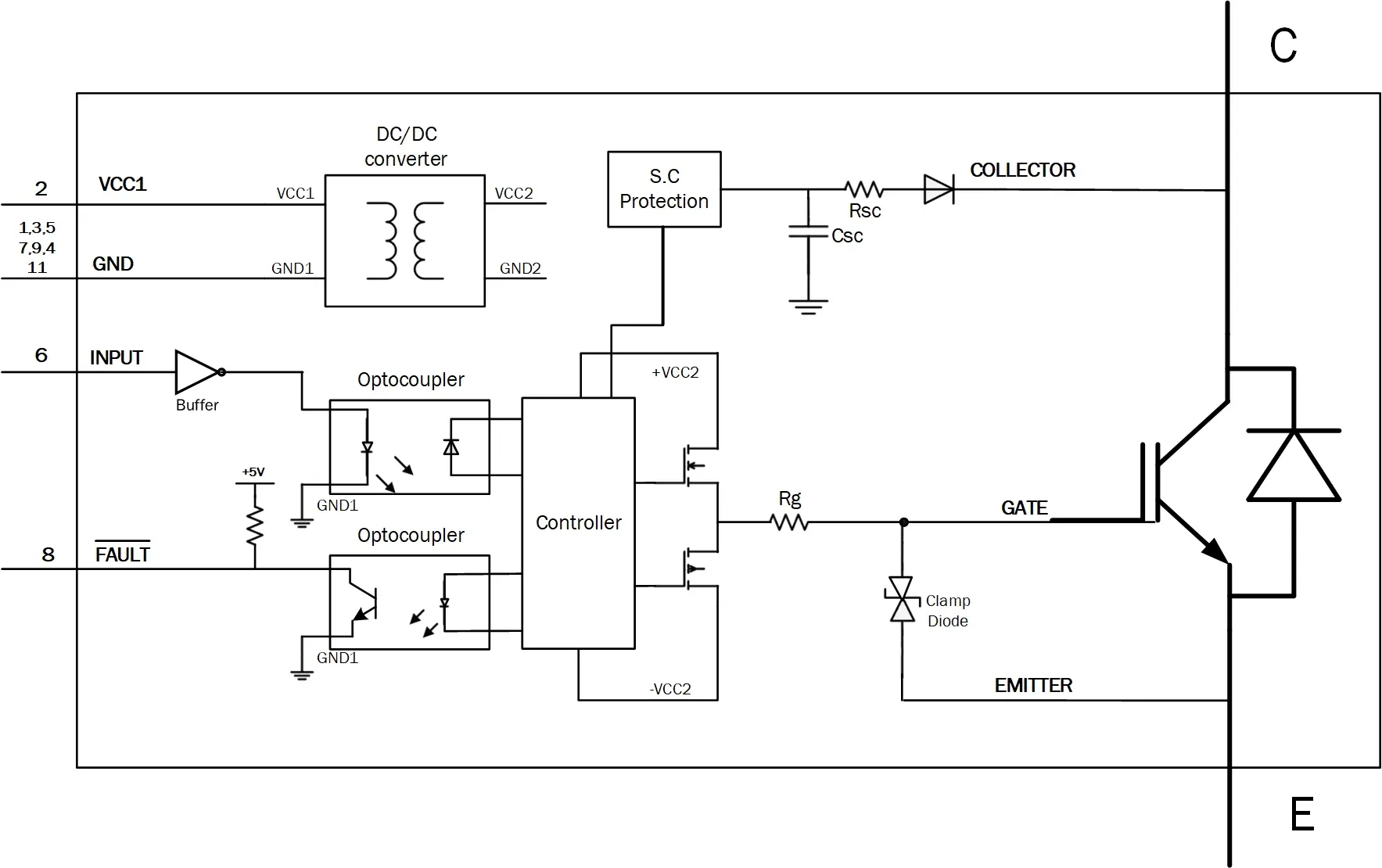 IGBT with short circuit protection Schematic