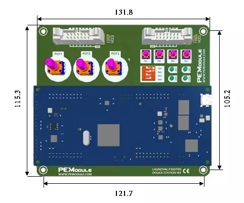 PLUGY SYSTEM | TI LAUNCHXL INTERFACE BOARD  MODEL3 dimension