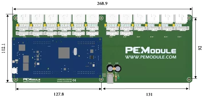 PLUGY SYSTEM | TI LAUNCHXL INTERFACE BOARD  MODEL5 dimension 