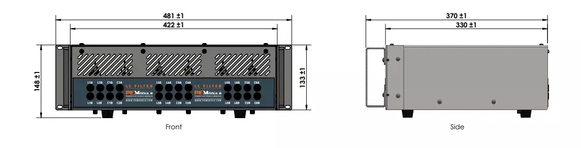 Rack mount Inductive Capacitor dimension 