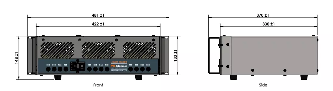Rack mount Resistive dimension 