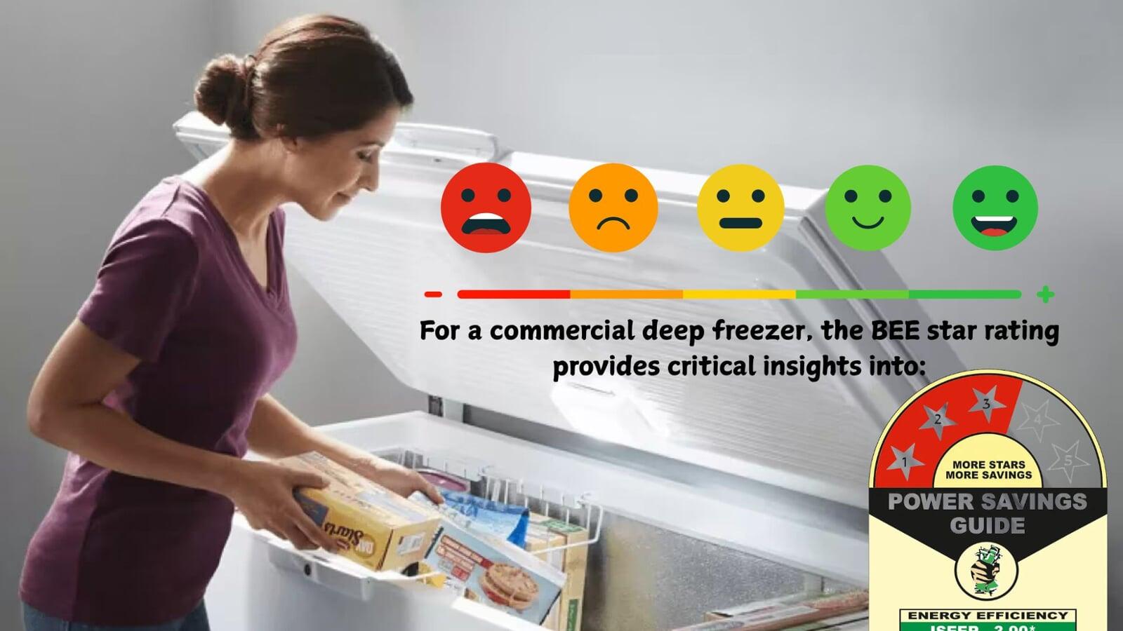 For a commercial deep freezer, the BEE star rating provides critical insights into