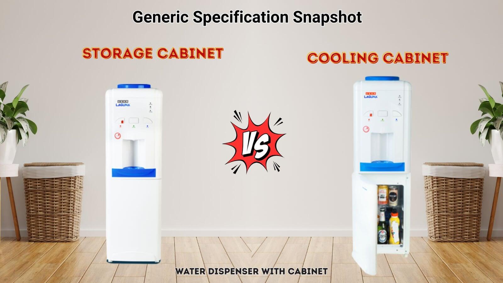 Generic Specification Snapshot between Storage Cabinet and Cooling Cabinet Water dispenser