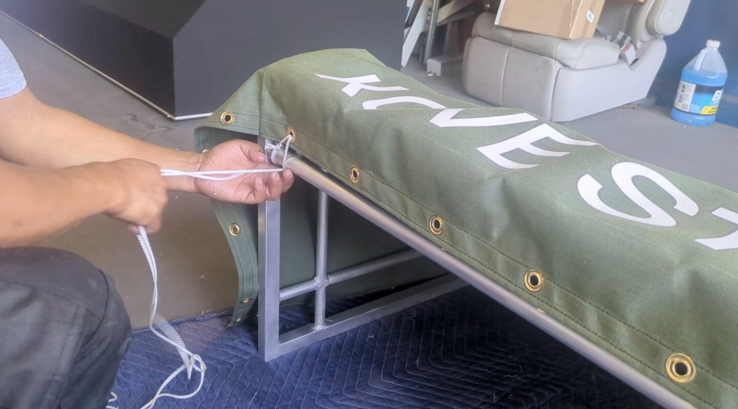 Use rope to stretch the sunbrella fabric onto a framce.jpeg