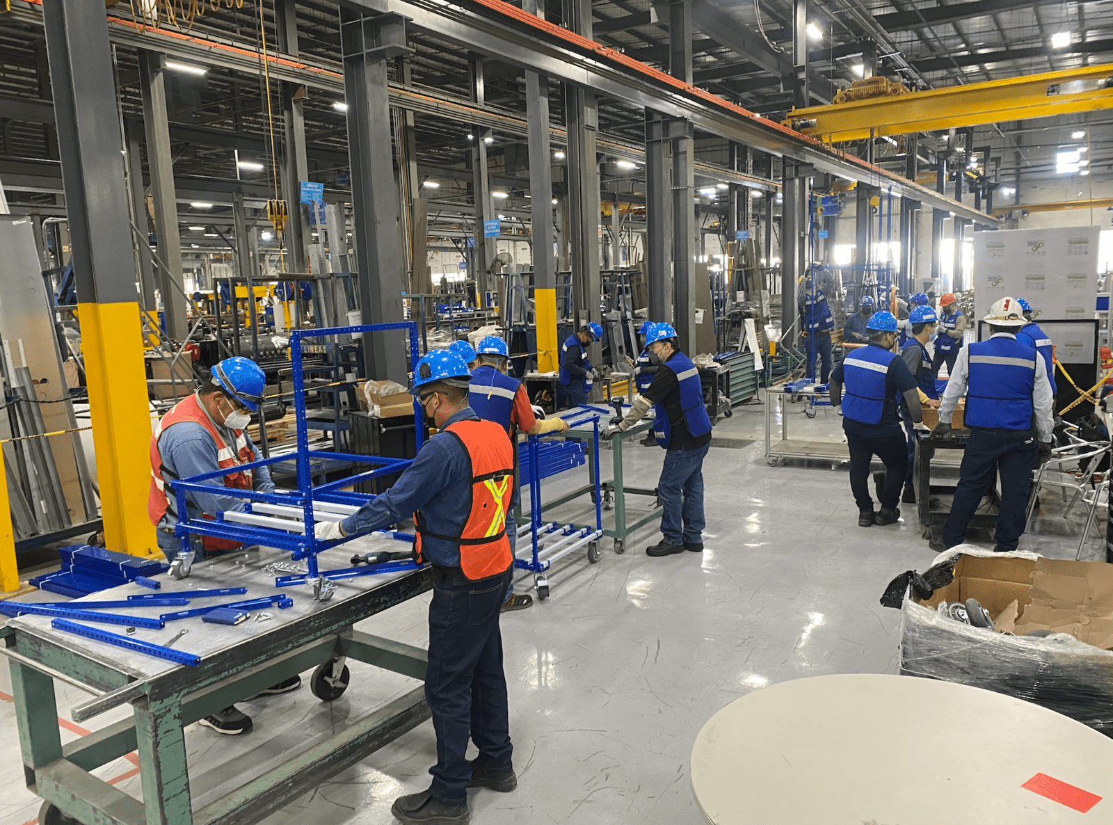 Johnson Controls Lean Manufacturing Team building custom carts for process improvements during Kaizen Week