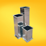 Ducto rectangular, componente de ventilación fabricado en material metálico, diseñado para transportar aire de manera eficiente en espacios limitados