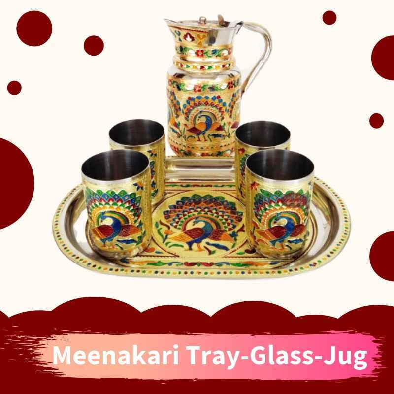 Meenakari Tray-Glass-Jug