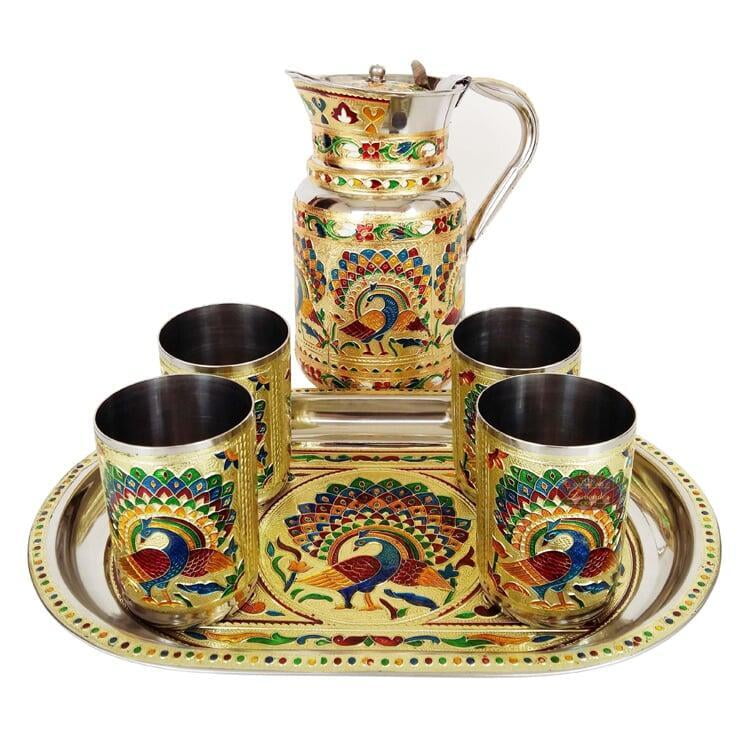 Meenakari Tray-Glass-Jug