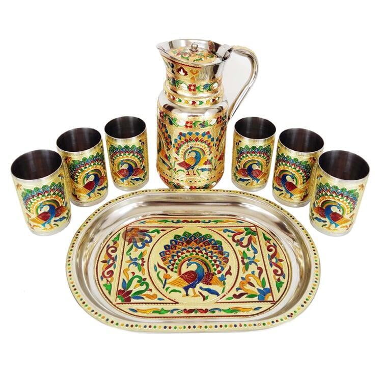 Peacock Tray Glass Jug Set
