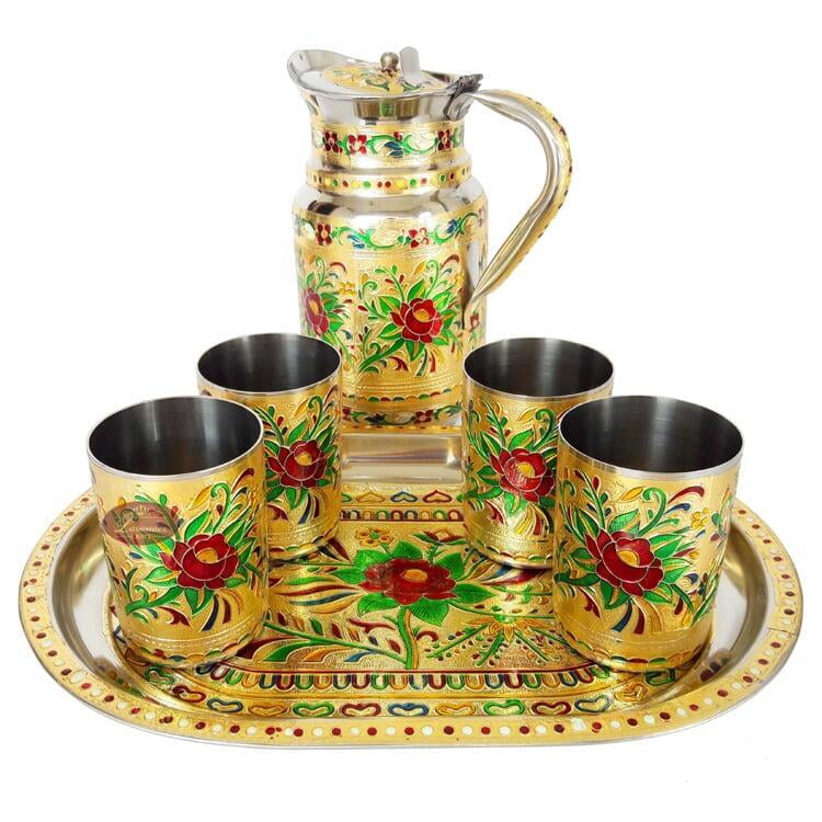 Meenakari Tray-Glass-Jug