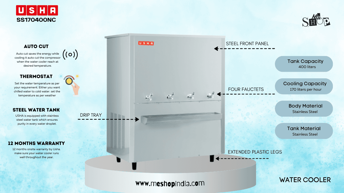 Infographic Image of Usha Water Cooler SS170400NC