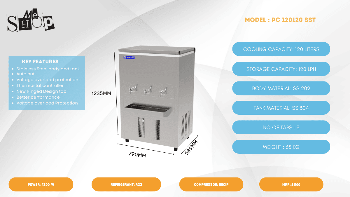infographic image of Blue Star Storage Water Cooler PC Series-PC120120SST