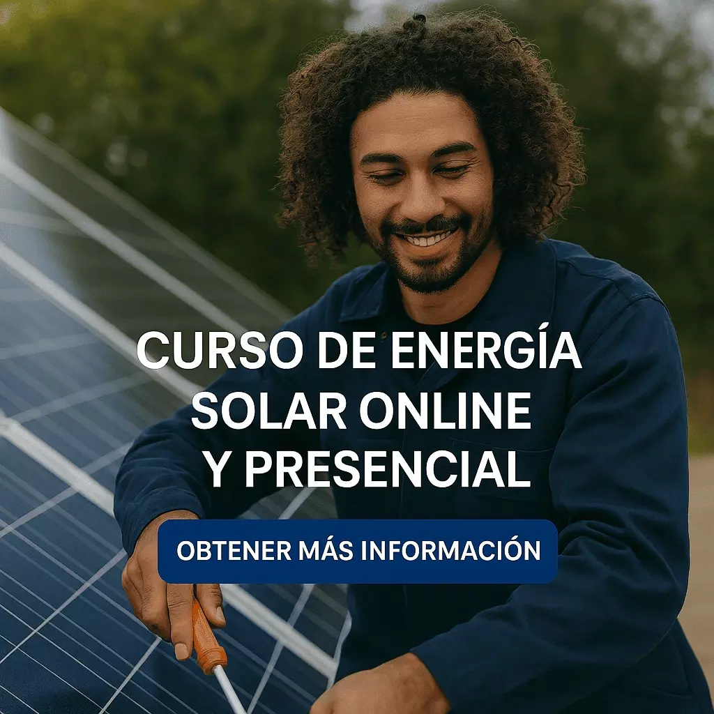 Curso de energía solar online y presencial con certificación en Colombia. Formación técnica en instalación de paneles solares.