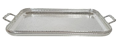 Queen Anne Large Oblong 24" Gallery Tray English Silver Plate NO FEET (Tarnish Resistant). SKU #: 0/6340.