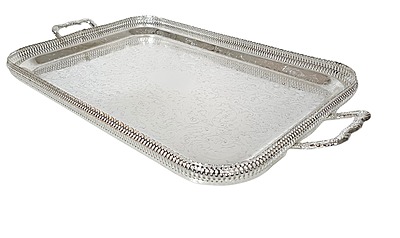 Queen Anne Large Oblong 24" Gallery Tray English Silver Plate NO FEET (Tarnish Resistant). SKU #: 0/6340. Queen Anne Large Oblong 24" Gallery Tray English Silver Plate NO FEET (Tarnish Resistant). SKU #: 0/6340.