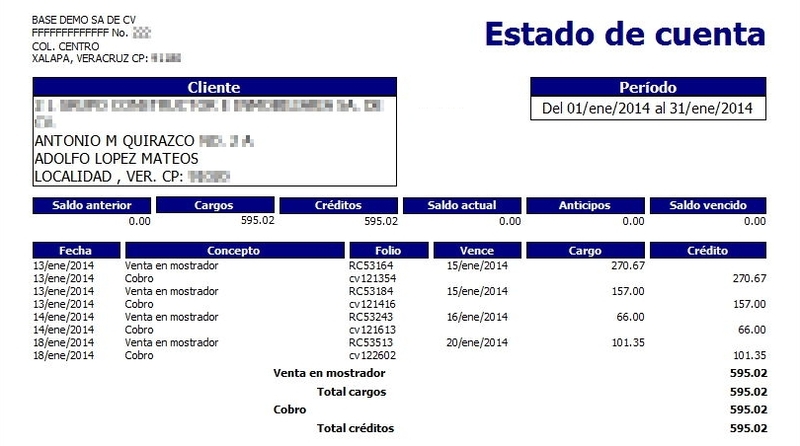 Estado De Cuenta Con Totales X Concepto Estado De Cuenta Con Totales X Concepto