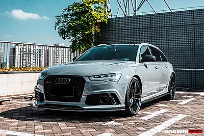 Audi RS6 Avant Carbon Fiber Front Bumper Caps | CFRP Aero Accents Audi RS6 Avant Carbon Fiber Front Bumper Caps | CFRP Aero Accents