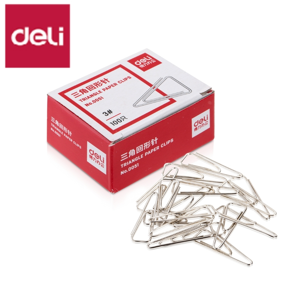 DELI E0051 PAPER CLIPS TRIANGLE 29MM 100s