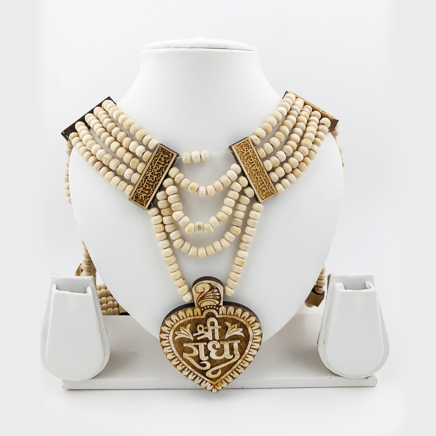 Mala 5-Strand with Heart-Shaped Shri Radha Pendant (Bright) Mala 5-Strand with Heart-Shaped Shri Radha Pendant (Bright)