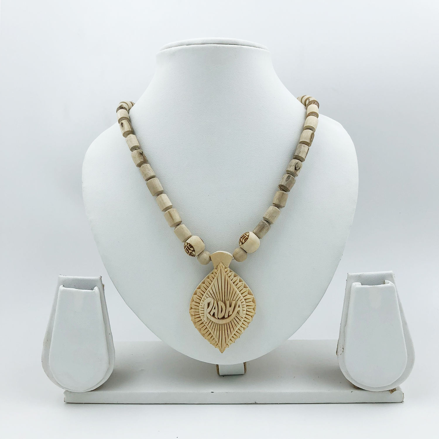 Original Tulsi Mala with Radha-Shankha Shaped Handicraft Pendant Original Tulsi Mala with Radha-Shankha Shaped Handicraft Pendant