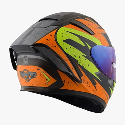 STEELBIRD SA-2 BREEZER GLOSSY BLACK/ORANGE/GREY C/V 600 MM WITH EXTRA VISOR (SH)
