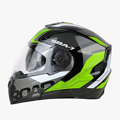 STEELBIRD SBA-7 ISS ROAD MATT BLACK/NEON C/V (L)