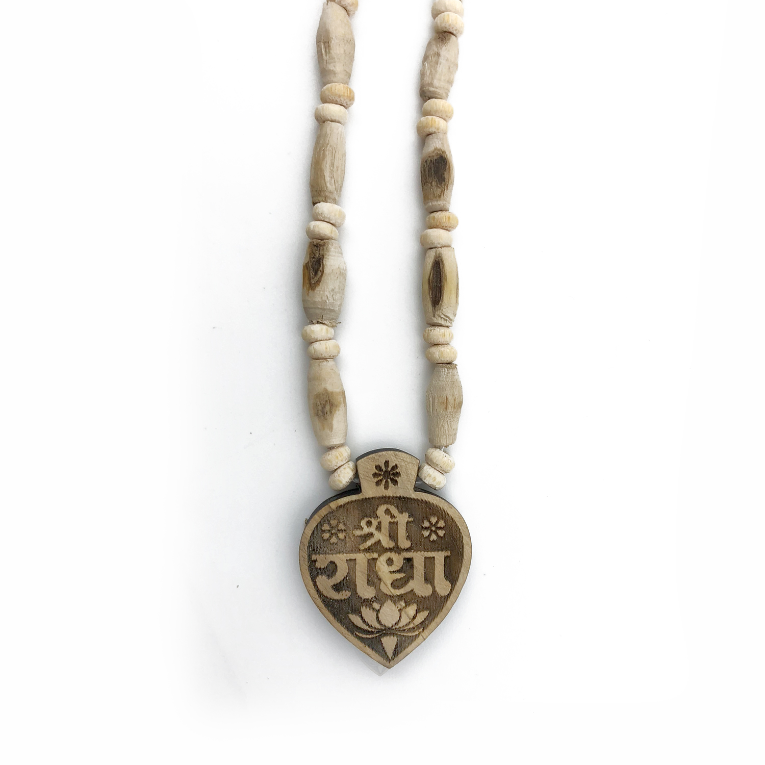 Mala with Heart-Shaped Shri Radha Pendant Mala with Heart-Shaped Shri Radha Pendant
