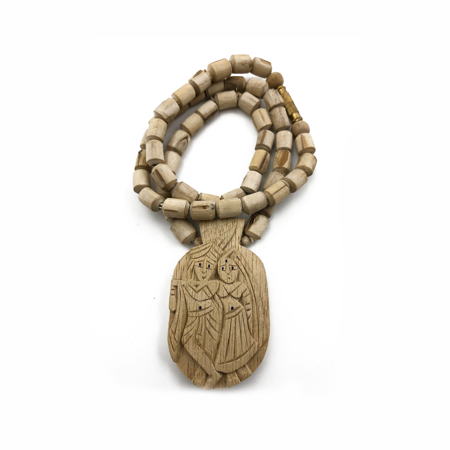 Original Tulsi Mala with Radha Krishna Shaped Handicraft Pendant Original Tulsi Mala with Radha Krishna Shaped Handicraft Pendant