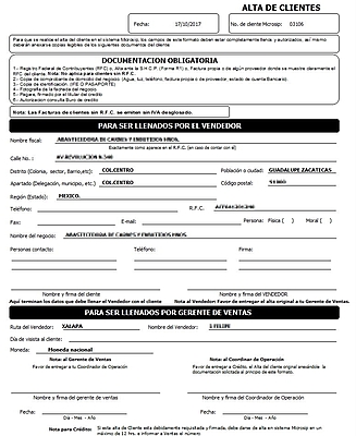 Alta De Cliente Formato