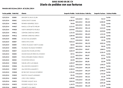 Diario De Pedidos Con Sus Facturas