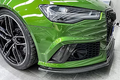 Audi RS6 Avant Carbon Fiber Front Bumper Caps | CFRP Aero Accents Audi RS6 Avant Carbon Fiber Front Bumper Caps | CFRP Aero Accents