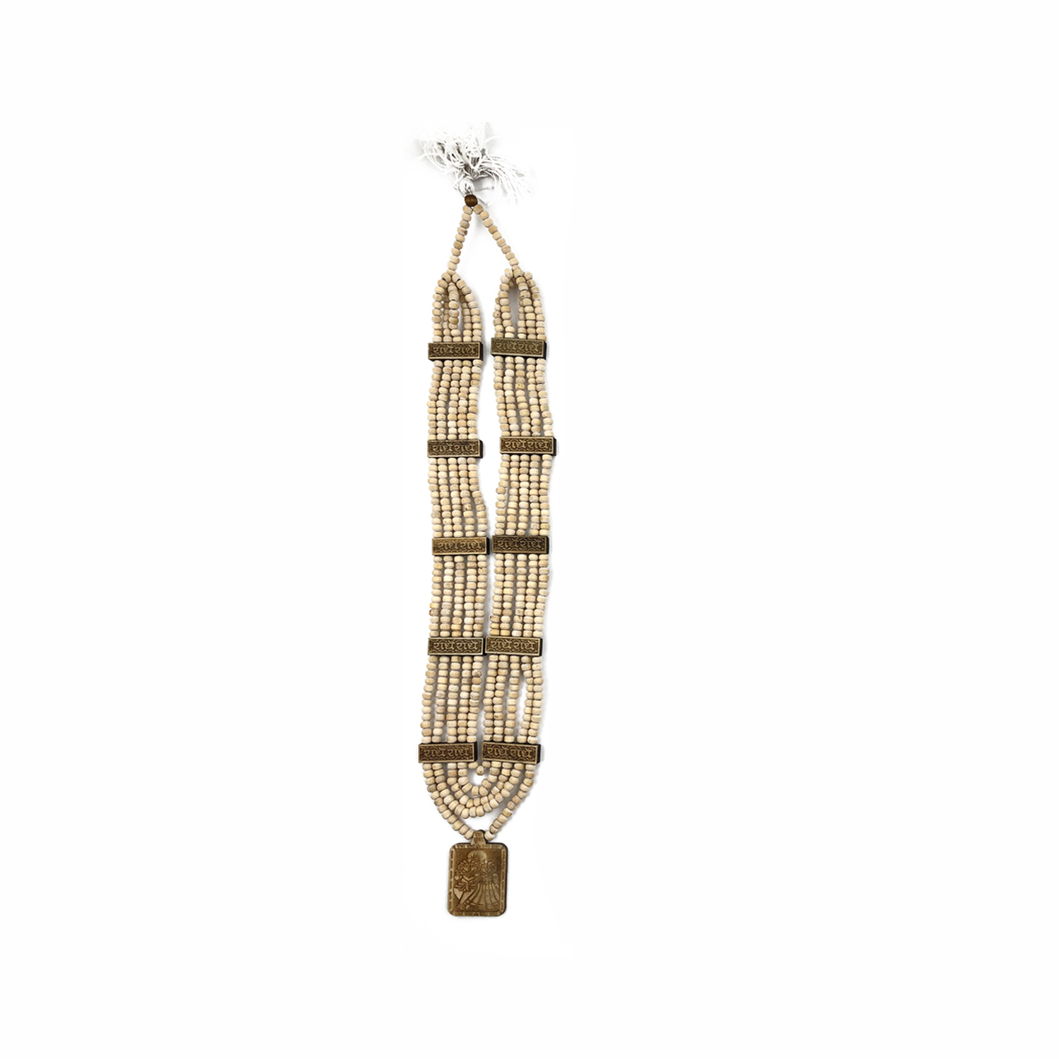 Mala 5-Strand with Squire-Shaped Radha Krishna Pendant (Natural Color) Mala 5-Strand with Squire-Shaped Radha Krishna Pendant (Natural Color)