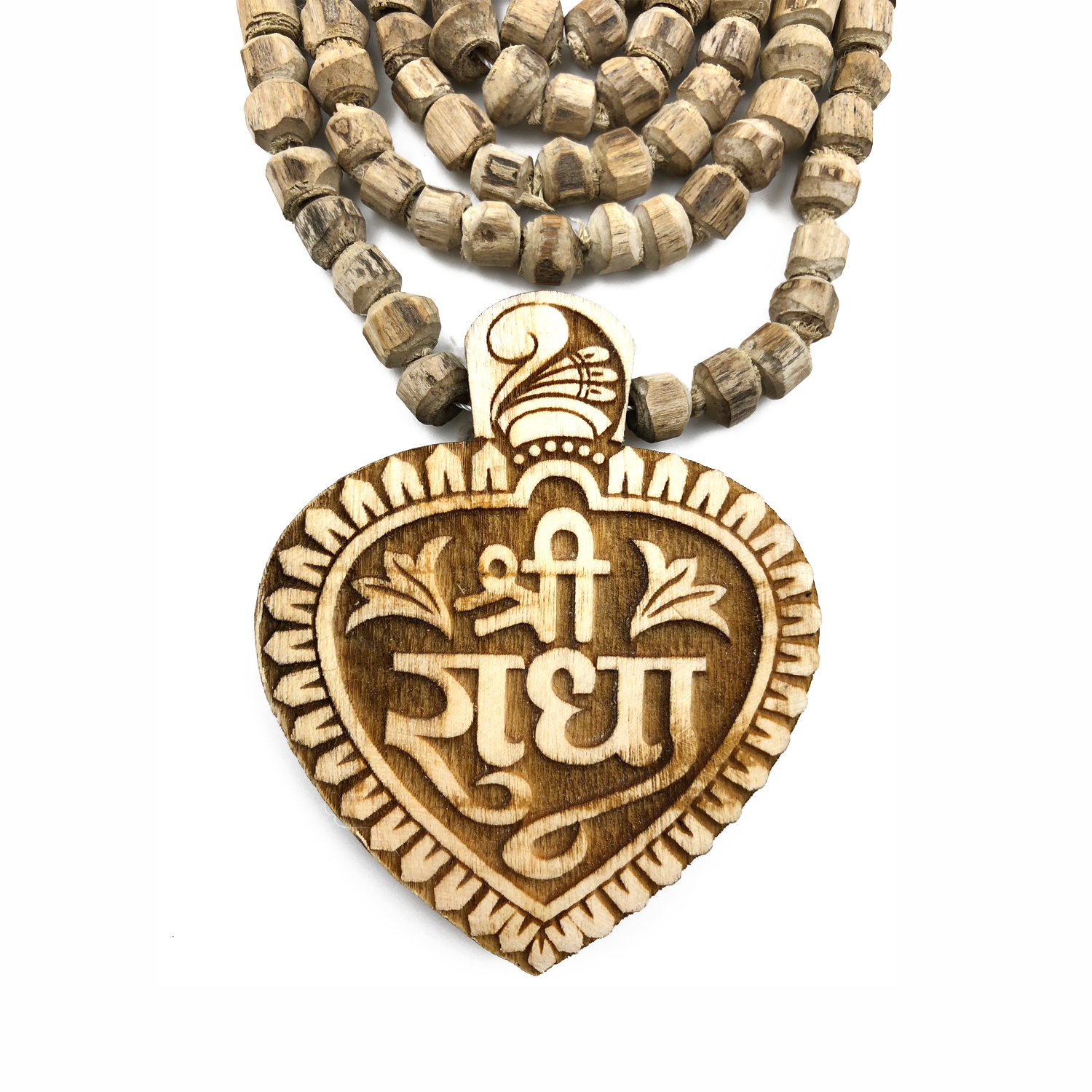 Original Tulsi Mala 5-Strand with Heart-Shaped Shri Radha Pendant Original Tulsi Mala 5-Strand with Heart-Shaped Shri Radha Pendant