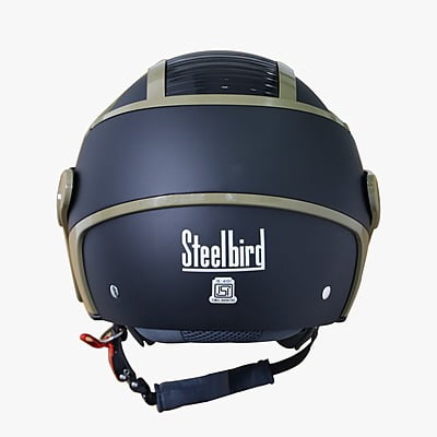STEELBIRD SB-29 AER MATT BLACK/DESERT STORM C/V 600 MM WITH EXTRA GOLD VISOR