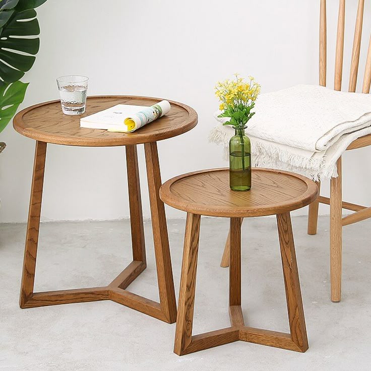 Set of 2 Wooden Nesting Tables for Living Room – Modern Side and End Table Set Set of 2 Wooden Nesting Tables for Living Room – Modern Side and End Table Set