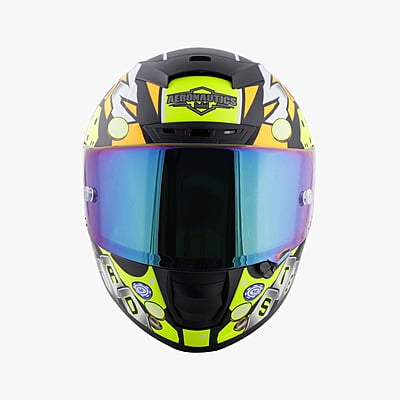 STEELBIRD SA-2 CASINO GLOSSY BLACK/NEON C/V 600 MM WITH EXTRA VISOR (SH)