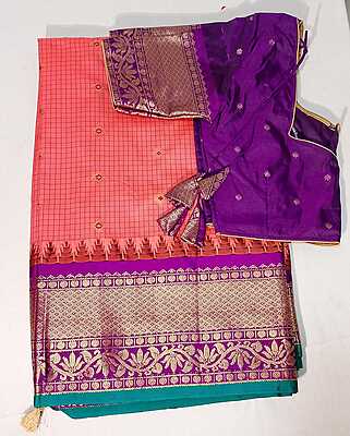C242: Ready To Ship Beautiful Gadwal Silk Saree With Stitched Blouse