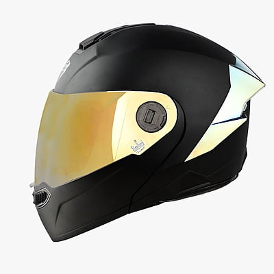 STEELBIRD SBA-8 ISS GLOSSY BLACK WITH BLACK SPOILER C/V 600 MM WITH EXTRA SMOKE VISOR