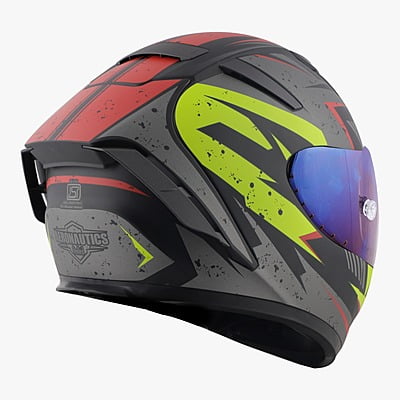 STEELBIRD SA-2 BREEZER MATT BLACK/GREY C/V 600 MM WITH EXTRA VISOR (SH)
