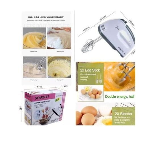 Scarlett 7 Speed Electric Hand Mixer Whisk Egg Beater - 260W Scarlett 7 Speed Electric Hand Mixer Whisk Egg Beater - 260W