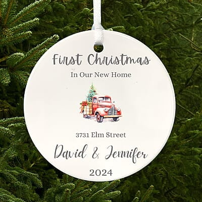 New Address Personalized 1st Christmas Ornament, 2024 Christmas Keepsake, Custom Christmas Gift for Couple, Name Gift