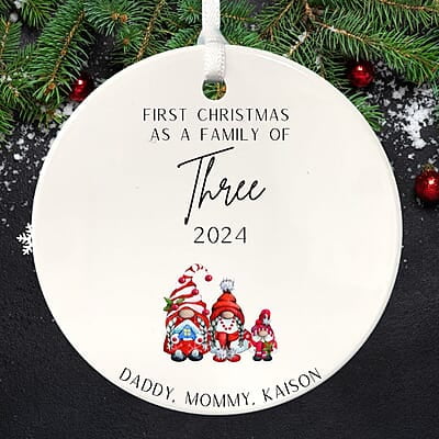 Family of 3 First Christmas, 2024 Personalized Custom Ornament, Cherished Lasting Heirloom Keepsake, Beautiful Nostalgic Memento, Adoption