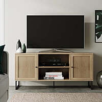 Boho Rattan & Wood TV Console | Mid-Century Modern Media Unit Boho Rattan & Wood TV Console | Mid-Century Modern Media Unit