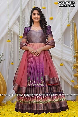 B809: Beautiful Banarasi Silk Long 2Pc Set