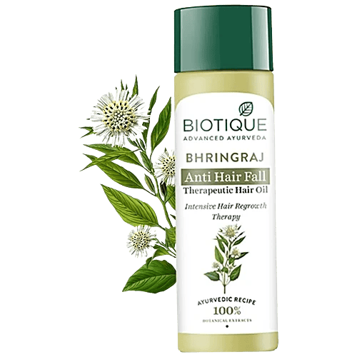 BIOTIQUE Bhringraj Anti Hair Fall Therapeutic Hair Oil - Intensive Hair Regrowth Therapy, 120 ml