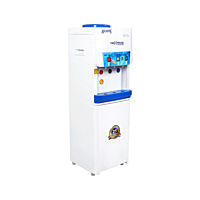 Side look of Atlantis Touchless Water Dispenser Air Press Hot/Cold/Normal water with floor standing